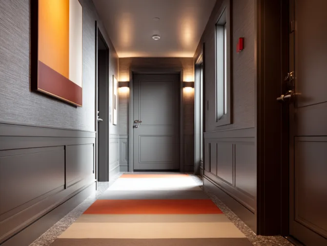 Modern Palo Alto hallway with premium soundproof door